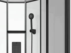 Shower & Design Cabina de ducha de esquina hidromasaje cuadrada, Ancho 90 x Prof. 90 x Alt. 215 cm, TANITO