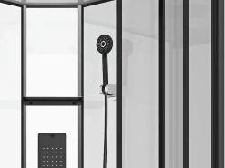 Shower & Design Cabina de ducha de hidromasaje en cuarto de círculo, L90 x l90 x 215 cm, SOLENA