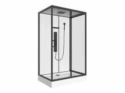 Shower & Design Cabina de ducha de hidromasaje rectangular, Ancho 110 x Prof. 80 x Alt. 215 cm, SULIPA