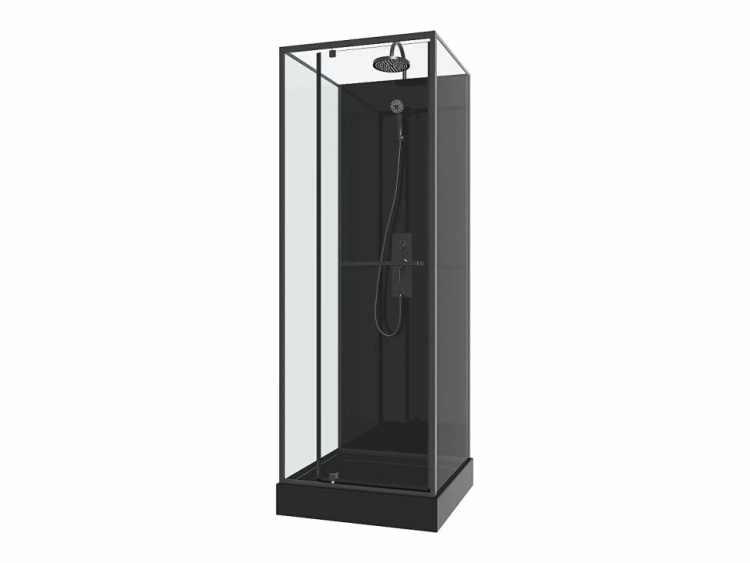 Discount Shower & Design Cabina de ducha de ángulo reversible, con plato de ducha, Ancho 90 x An90 x Al213/232 cm, DAMILU Negro