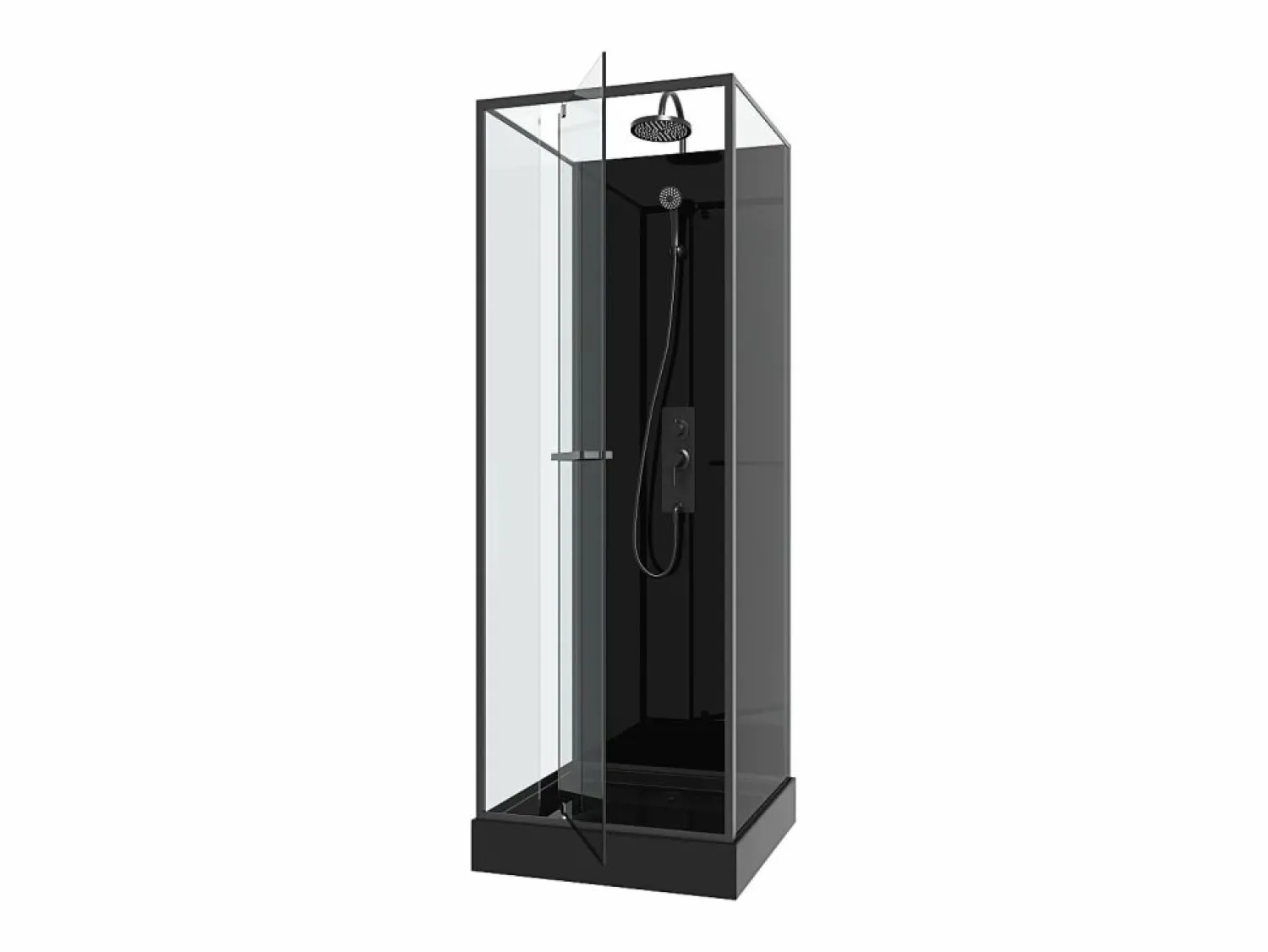 Discount Shower & Design Cabina de ducha de ángulo reversible, con plato de ducha, Ancho 90 x An90 x Al213/232 cm, DAMILU Negro
