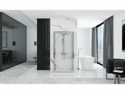 Best Rea Cabina De Ducha De Pared Rapid Swing Chrome 100X80 Plateado