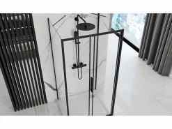 Outlet Rea Cabina De Ducha De Pared Rapid Slide 130X80 Black Negro