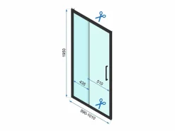 Outlet Rea Cabina De Ducha De Pared Rapid Slide 130X80 Black Negro