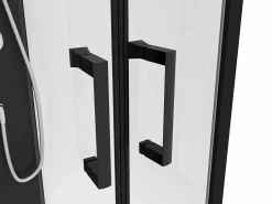 Hot Shower & Design Cabina de ducha en cuarto de círculo, altura ajustable, Ancho 80 x 80 x Alt. 213/232 cm, ROVATA Negro / Blanco