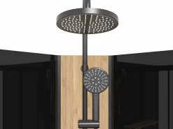 Shower & Design Cabina de ducha hidromasaje, y bambú, L90 x Al225 cm, TILOMA