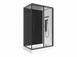 Online Shower & Design Cabina de ducha hidromasaje, instalación reversible, Ancho 110 x 80 x Alt. 215 cm, FOMIRA Negro / Blanco