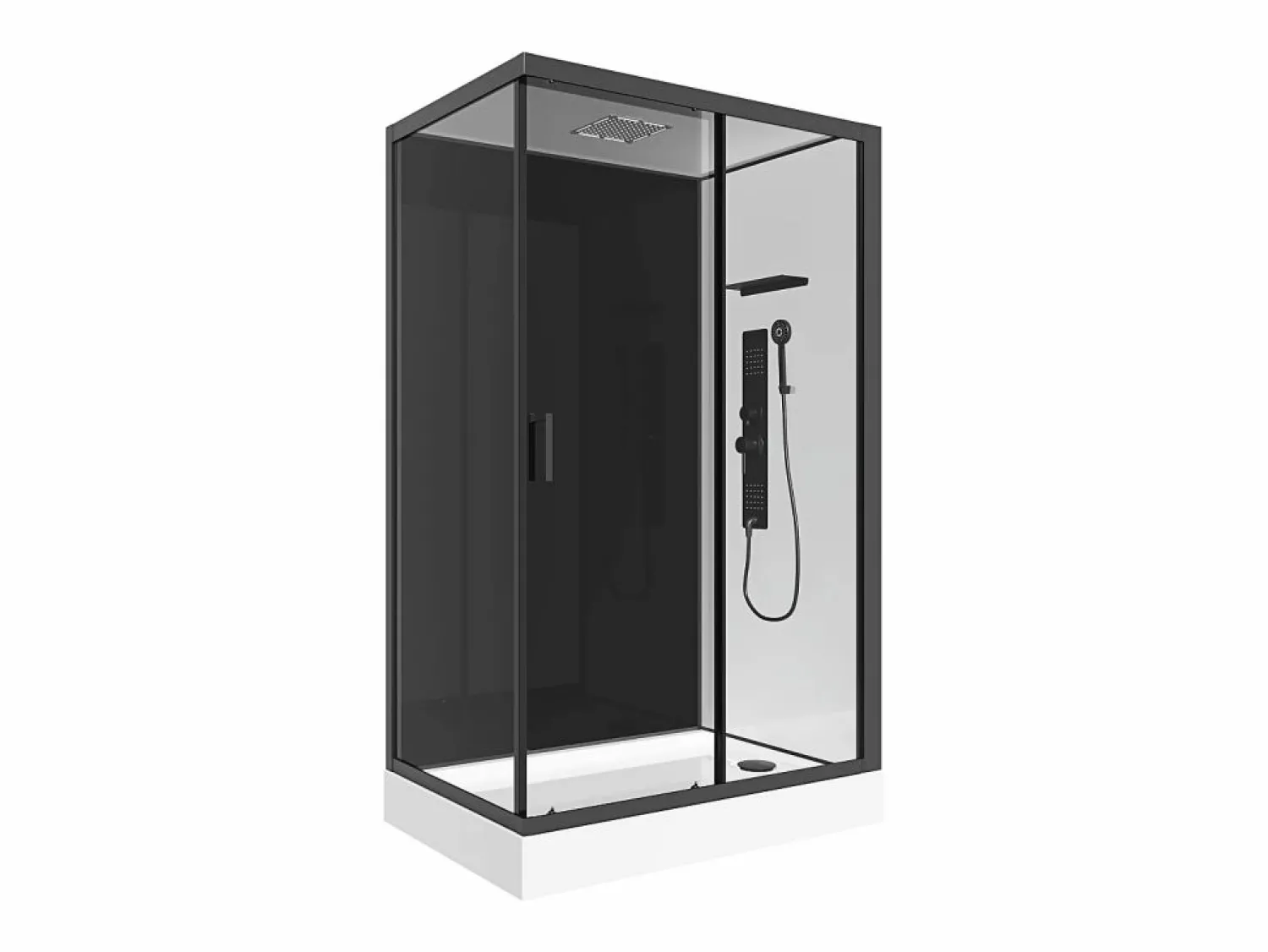 Online Shower & Design Cabina de ducha hidromasaje, instalación reversible, Ancho 110 x 80 x Alt. 215 cm, FOMIRA Negro / Blanco