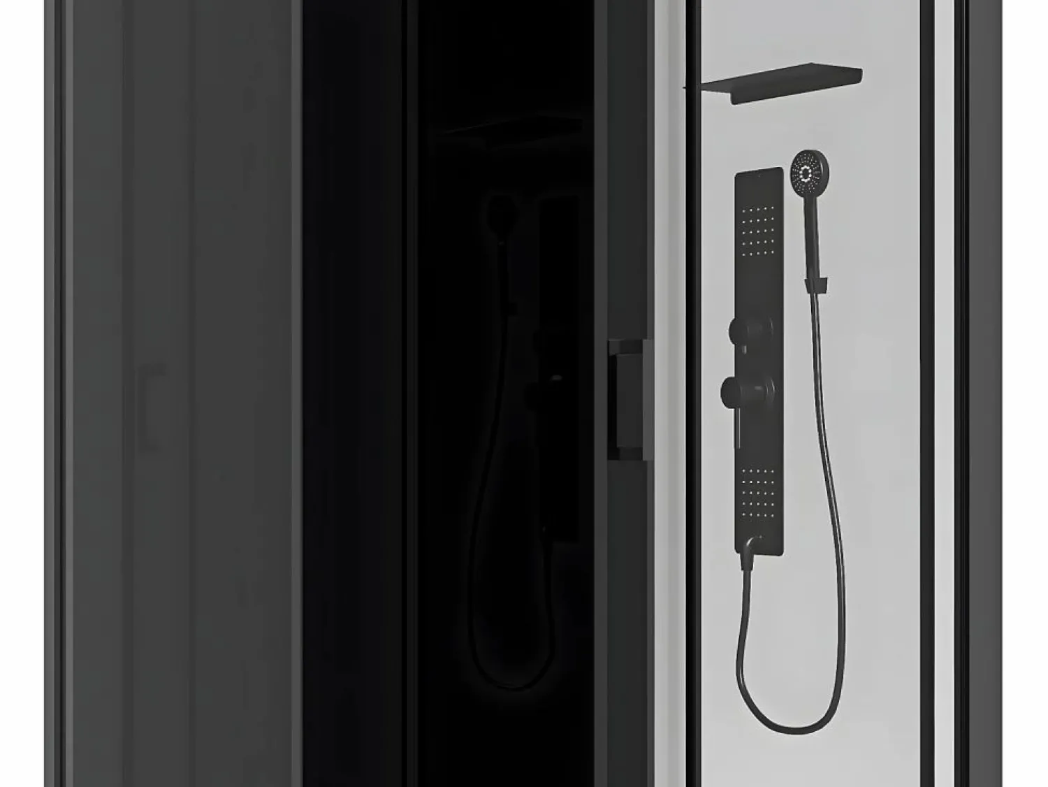 Online Shower & Design Cabina de ducha hidromasaje, instalación reversible, Ancho 110 x 80 x Alt. 215 cm, FOMIRA Negro / Blanco