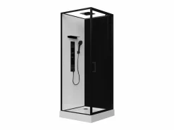 Discount Shower & Design Cabina de ducha hidromasaje - Instalación reversible - L80 x l80 x H215 cm - FOMIRA Negro / Blanco