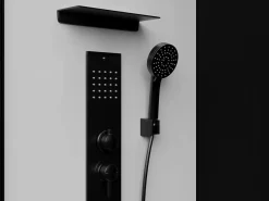 Discount Shower & Design Cabina de ducha hidromasaje - Instalación reversible - L80 x l80 x H215 cm - FOMIRA Negro / Blanco