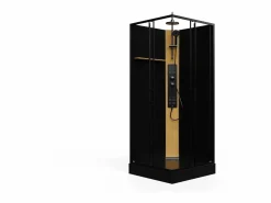 Best Shower & Design Cabina de ducha hidromasaje con panel de bambú - L90 x l90 x H225 cm - DESULO Negro