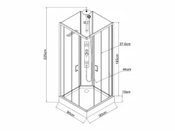 Best Shower & Design Cabina de ducha hidromasaje con panel de bambú - L90 x l90 x H225 cm - DESULO Negro