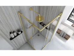 Hot Rea Cabina De Ducha City 80X80 Brush Gold Dorado