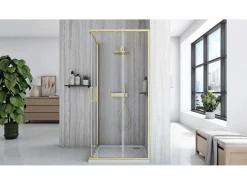 Hot Rea Cabina De Ducha City 80X80 Brush Gold Dorado