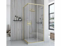 New Cabina De Ducha City 90X90 Brush Gold Mampara De Ducha