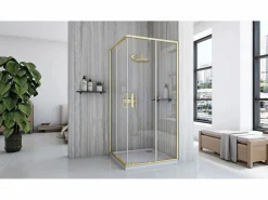 New Cabina De Ducha City 90X90 Brush Gold Mampara De Ducha