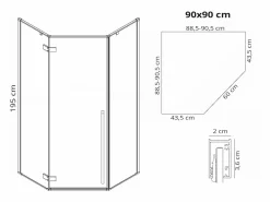 Rea Cabina De Ducha Diamond 90 x 90 Brush Copper