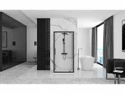 Rea Cabina De Ducha Rapid Swing 120x80 Black Negro