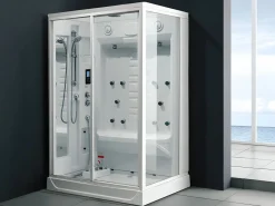 New Shower & Design Cabina de ducha rectangular Balneo-Hammam ARTHEMIS Blanco