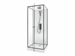 Best Shower & Design Cabina de ducha reversible con altura ajustable, L80 x Ancho80 x Altura213/232 cm, SAVITO Negro / Blanco
