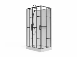 Discount Shower & Design Cabina de ducha serigrafiada - Blanco y Negro - L110 x A80 x H225 cm - GAVILA Negro / Blanco