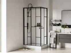 Discount Shower & Design Cabina de ducha serigrafiada - Blanco y Negro - L110 x A80 x H225 cm - GAVILA Negro / Blanco
