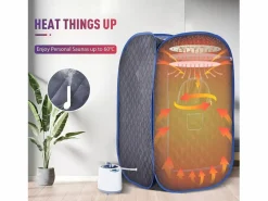Sale DripeX Cabina de sauna de vapor, sauna plegable de 1000W, con control remoto y instrumento de fumigación y silla plegable, carpa de spa, 80x80x135cm Negro