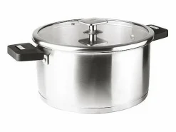 Lacor Cacerola de acero inoxidable de 24 cm con mango desmontable y sistema Click & Lock - Colección Combi de