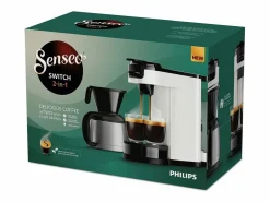 Hot Philips Cafetera Senseo 2 en 1 con filtro y cápsulas, jarra térmica, Crema Plus Blanco