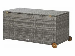 New vidaxl Caja almacenaje jardín ratán sintético claro 120x65x61 cm Gris