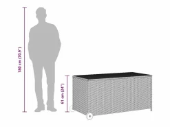 New vidaxl Caja almacenaje jardín ratán sintético claro 120x65x61 cm Gris