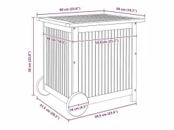 Sale Caja de almacenaje de jardín ruedas acacia maciza 60x50x58 cm Baúl De Jardín