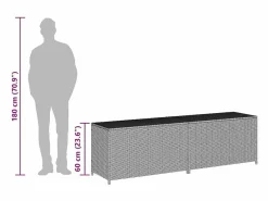 Best Caja de almacenaje de jardín ratán sintético 200x50x60 cm Baúl De Jardín