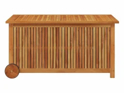 Hot vidaxl Caja de almacenaje de jardín ruedas acacia maciza 113x50x58 cm Color natural claro