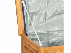 Caja de almacenaje de jardín con bolsa teca maciza 90x50x58 cm Baúl De Jardín