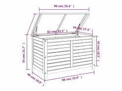 vidaxl Caja de almacenaje de jardín madera maciza eucalipto 90x48x55cm