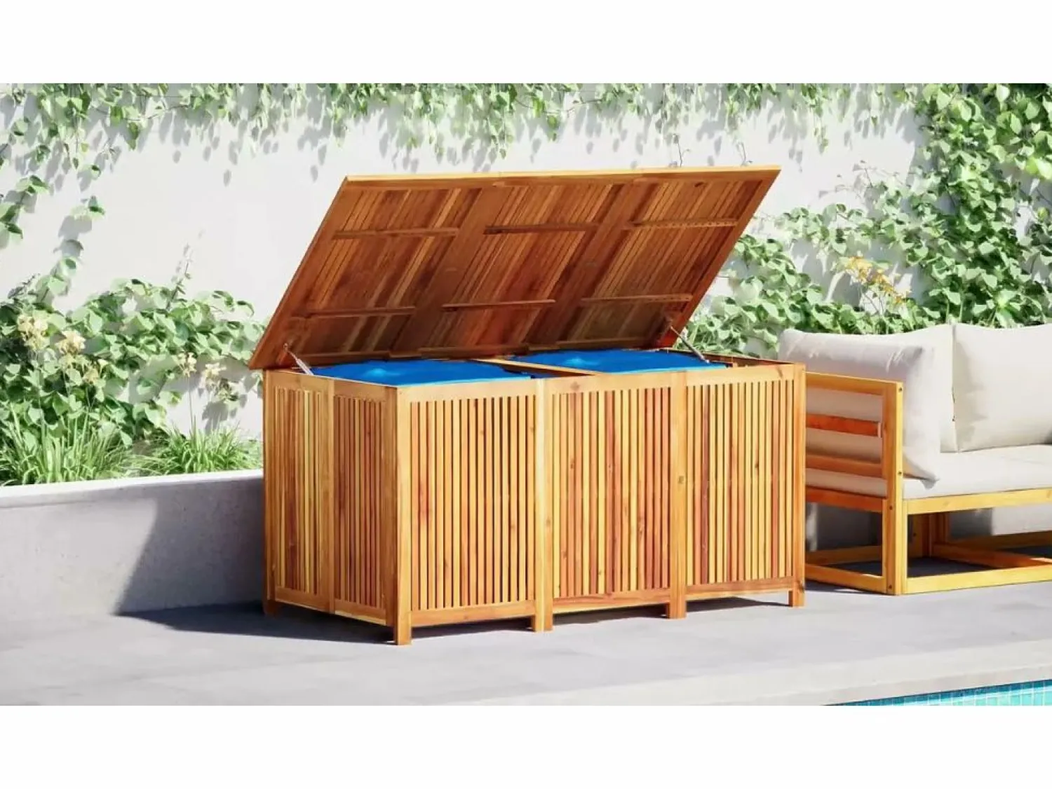 Discount vidaxl Caja de almacenaje de jardín madera maciza acacia 200x80x75 cm Color natural claro