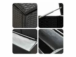 Outlet vidaxl Caja de almacenaje de jardín ratán sintético 180x90x70 cm Negro