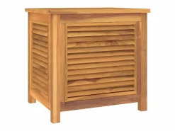 New vidaxl Caja de almacenaje de jardín con bolsa teca maciza 60x50x58 cm Color natural claro