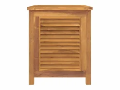 New vidaxl Caja de almacenaje de jardín con bolsa teca maciza 60x50x58 cm Color natural claro