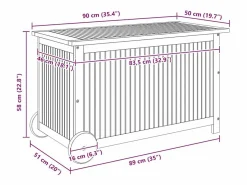 Best Caja de almacenaje de jardín ruedas acacia maciza 90x50x58 cm Baúl De Jardín