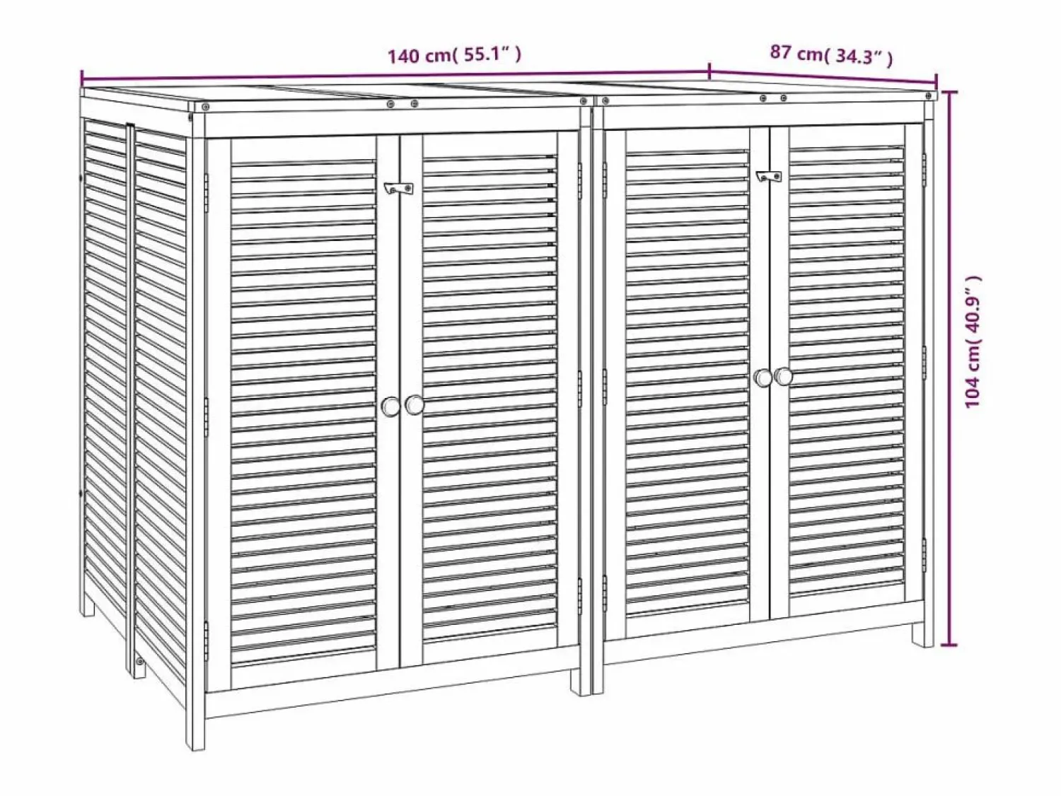 vidaxl Caja de almacenaje de jardín madera maciza acacia 140x87x104 cm