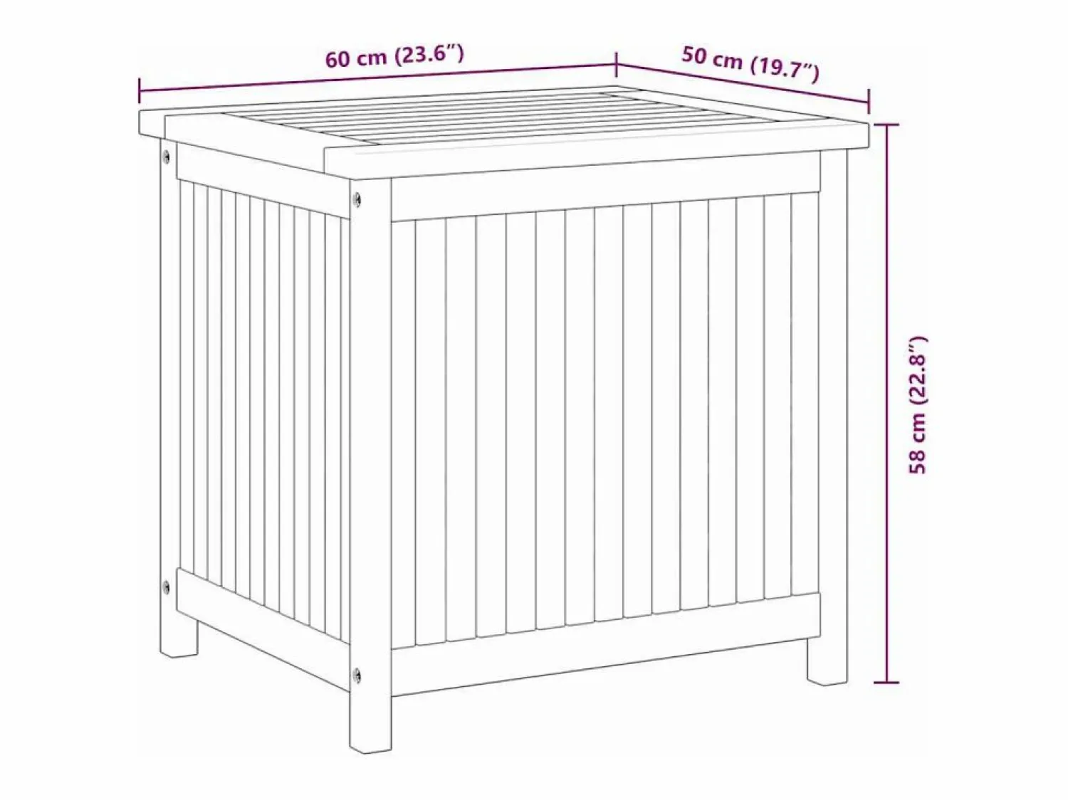 Best vidaxl Caja de almacenaje de jardín madera maciza de teca 60x50x58 cm Color natural claro