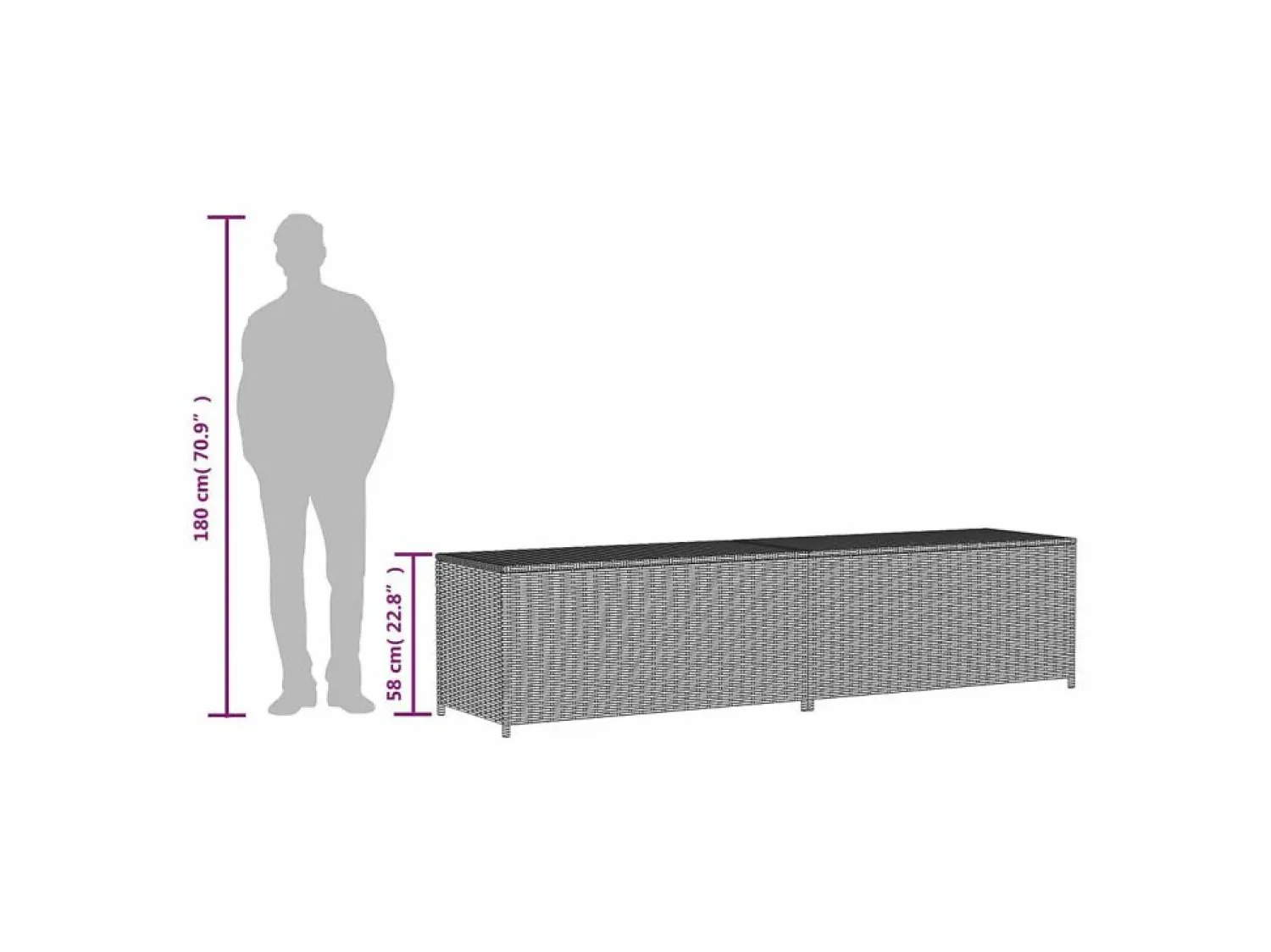 Discount Caja de almacenaje de jardín ratán sintético mezcla 469L Baúl De Jardín
