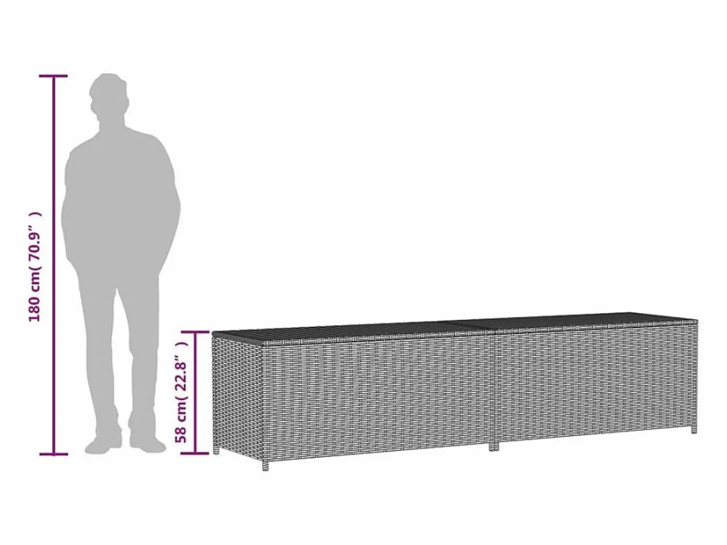 Discount Caja de almacenaje de jardín ratán sintético mezcla 469L Baúl De Jardín