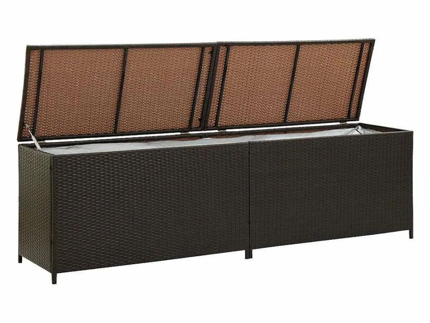 Best Caja de almacenaje jardín ratán sintético marrón 200x50x60 cm Baúl De Jardín