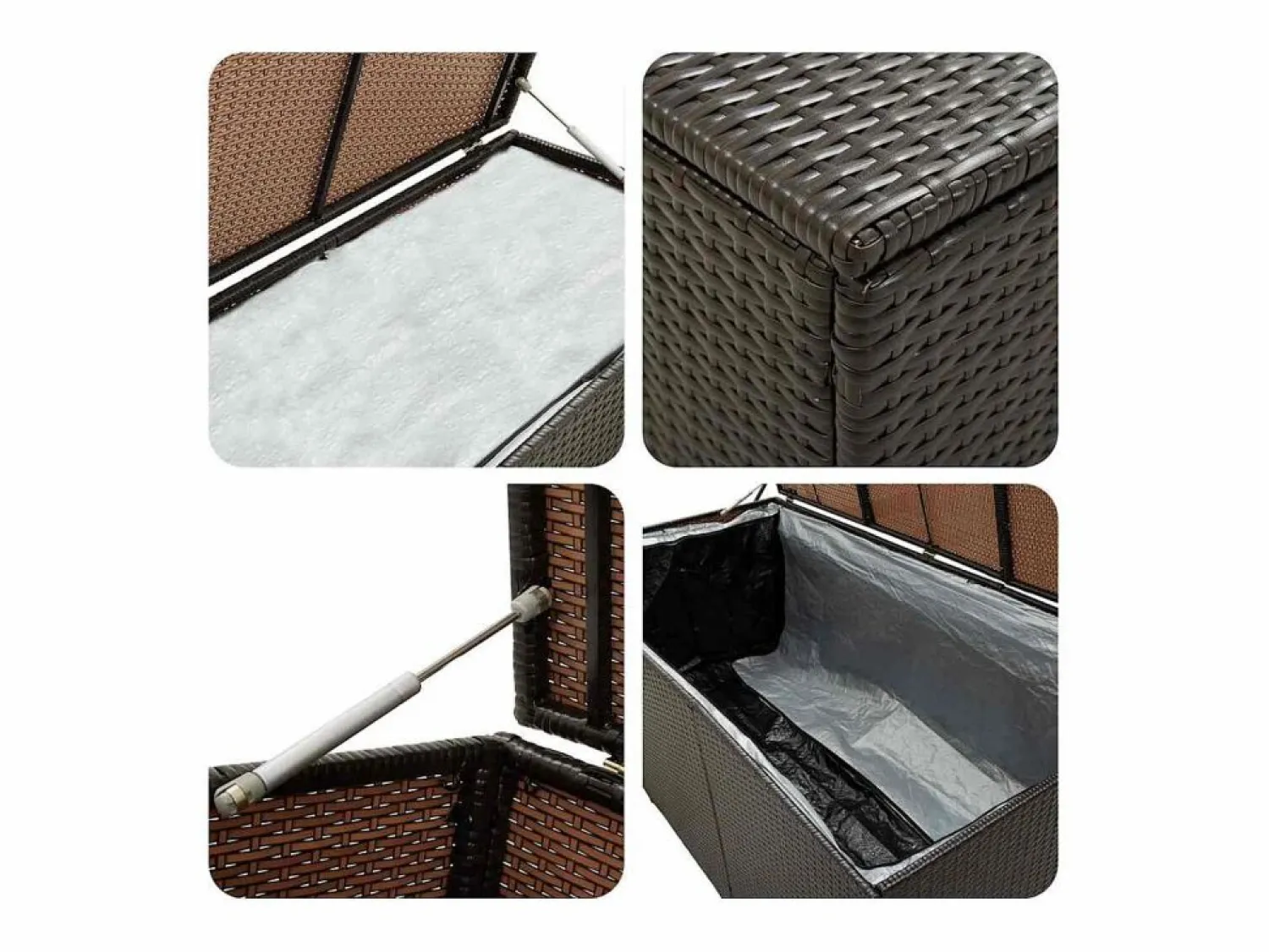 Best Caja de almacenaje jardín ratán sintético marrón 200x50x60 cm Baúl De Jardín