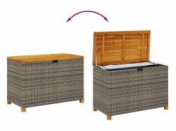 Online Caja de almacenaje jardín madera acacia ratán 110x55x63 cm Baúl De Jardín