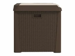 Clearance Caja de almacenaje jardín con cojín de asiento PP marrón 125 L Baúl De Jardín